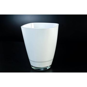 Eckige Vase YULE aus Glas, weiß, 13,5x13,5x17cm