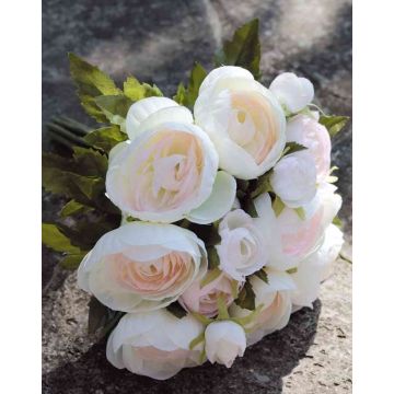 Kunst Ranunkelstrauß TONIE, weiß-rosa, 20cm, Ø20cm