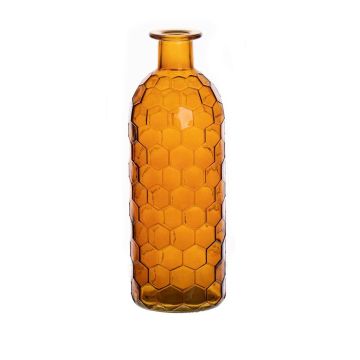 Flaschenvase ARANCHA aus Glas, Wabenmuster, orange-braun-klar, 20cm, Ø7cm