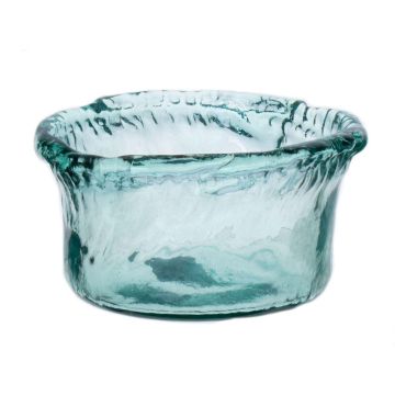 Glas Schale GLAUCIA, recycelt, blau-klar, 8cm, Ø14cm