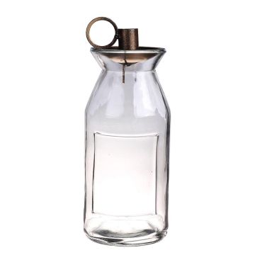 Kerzenständer NENEKONI auf Glasflasche, Henkel, klar-bronze, 21,5cm, Ø9,5cm