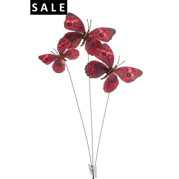 Kunst Zweig mit Schmetterlingen TARANEH, Steckstab, rot, 60cm