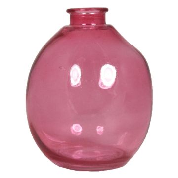 Glas Flasche EDURNE, rosa-transparent, 12cm, Ø10cm