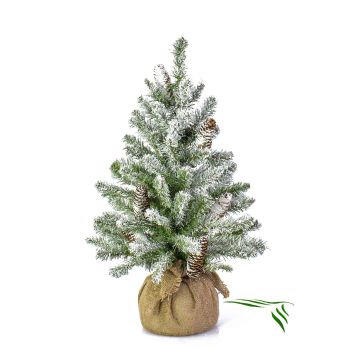 Künstliche Tanne WIEN, Jutesack, Zapfen, beschneit, 60cm, Ø40cm