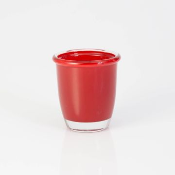 Teelichthalter FYNN aus Glas, rot, 8cm, Ø7,5cm