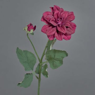 Künstlicher  Blumenzweig Dahlie GINGER, Eco Collection, dunkelpink, 60cm, Ø10cm