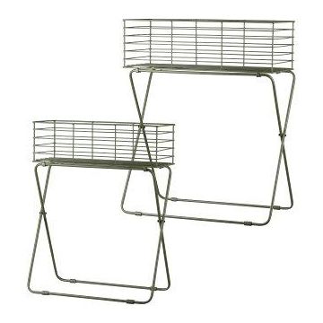 Metall Pflanzenständer Gitterkorb TOMOKO, 2 Stück, moosgrün, 50x24x64cm, 60x30x72cm