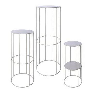 Metall Blumentisch VAHDINA, 3 Stück, grau, 21x45cm, 24x57cm, 28x70cm