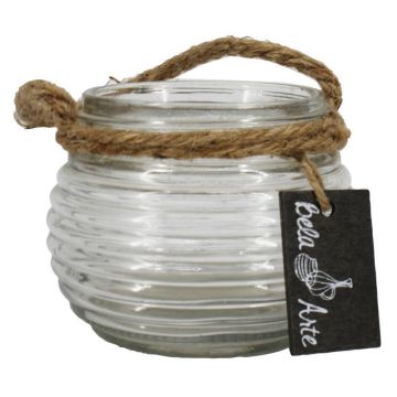 Kerzenglas PERBA mit Rillen, Henkel, klar, 9cm, Ø11,5cm