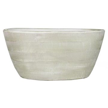 Ovaler Keramiktopf DELTA mit Rillen, hellgrau-weiß, 30x15x14cm