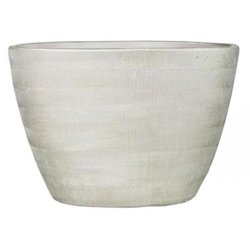 Ovaler Keramiktopf DELTA mit Rillen, hellgrau-weiß, 33x16,5x23cm