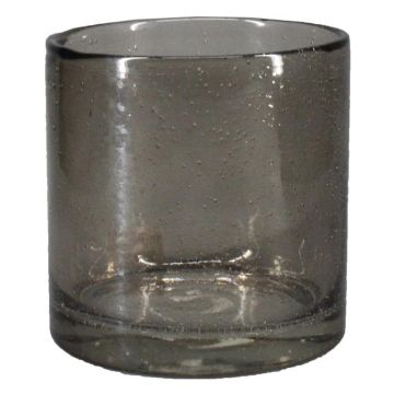 Zylinder Kerzenglas SANUA mit Bläschen, schwarz-klar, 20cm, Ø19cm