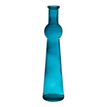 Glas Flaschenvase REYNALDO, blau-klar, 23cm, Ø5,5cm