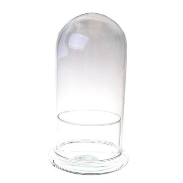 Haube aus Glas FRANKHILDE mit Teller, recycelt, transparent, 27cm, Ø15cm