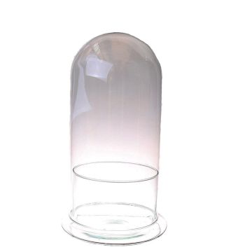 Haube aus Glas FRANKHILDE mit Teller, recycelt, transparent, 32cm, Ø17,5cm