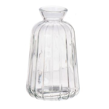 Deko Glasflasche TATIANA mit Rillen, klar, 11cm, Ø6,5cm
