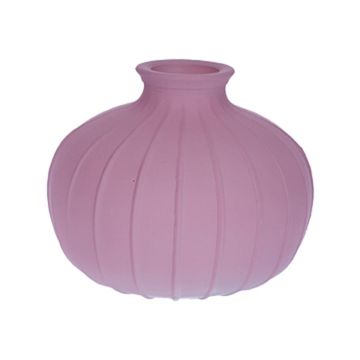 Flasche aus Glas ALFHARD mit Rillen, mauve-matt, 8,5cm, Ø10,5cm