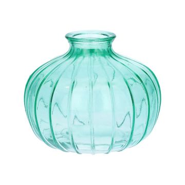 Flasche aus Glas ALFHARD mit Rillen, türkis-klar, 8,5cm, Ø10,5cm