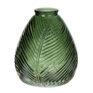 Flaschenvase NELLOMIO mit Blattstruktur, Glas, grün-klar, 16cm, Ø14cm