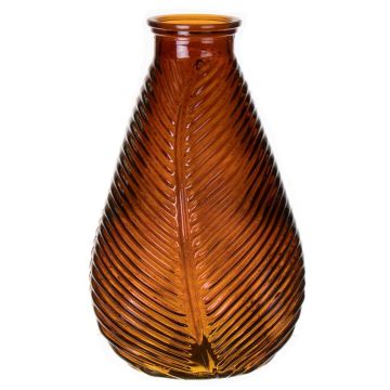 Flaschenvase NELLOMIO mit Blattstruktur, Glas, braun-klar, 23cm, Ø14cm