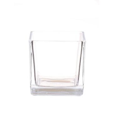 Teelichthalter KIM AIR, Glas, transparent, 8x8x8cm