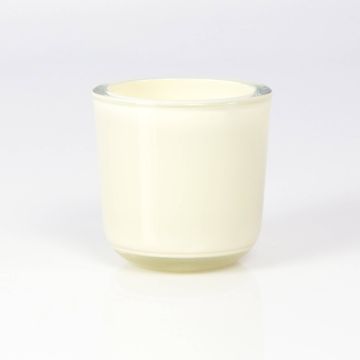 Teelichthalter NICK aus Glas, creme, 8cm, Ø8cm