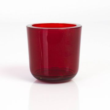 Teelichthalter NICK aus Glas, rot-transparent, 8cm, Ø8cm