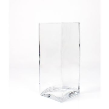 Eckige Blumenvase JACK EARTH aus Glas, klar, 14x14x35cm