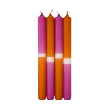 Dip Dye Stabkerzen LISSITA, 4 Stück, pink-aprikose, 25cm, Ø2,3cm, 11h