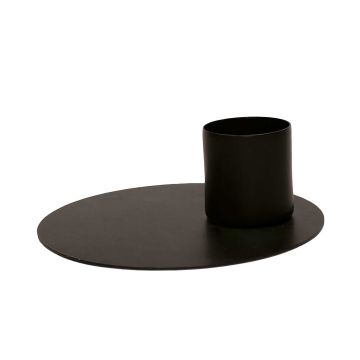 Metall Kerzen Tischleuchter TERENCE für Stabkerzen, schwarz, 4,5cm, Ø12,5cm