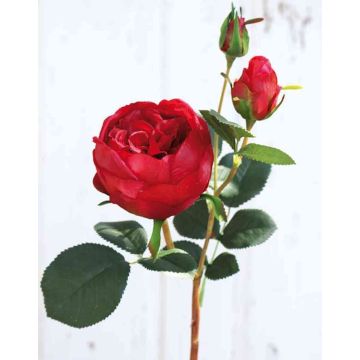 Künstliche Kohl-Rose MIRETTA, rot, 60cm, Ø3-9cm