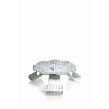 Metall Kerzenständer RAQUEL mit Dorn, für Kerzen Ø5-6cm, weiß-silber, Ø10cm