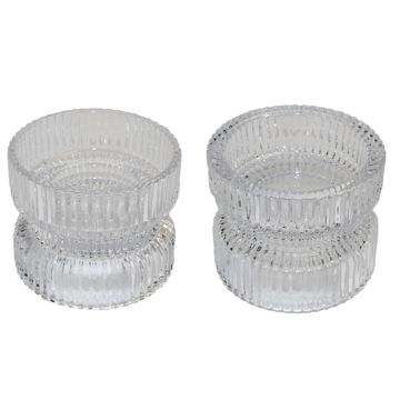 Wendbarer Glas Kerzenhalter ARTORIUS für Maxi-Teelichter, Stumpenkerzen, klar, 7,3cm, Ø8,9cm