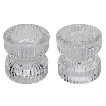 Wendbarer Glas Kerzenhalter ARTORIUS für Teelichter, Stabkerzen, klar, 6cm, Ø6,4cm