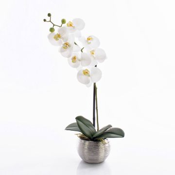 Kunstblume Phalaenopsis Orchidee EMILIA, Dekotopf, weiß, 45cm
