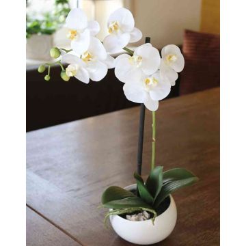 Kunst Phalaenopsis Orchidee KAYLA, Keramiktopf, weiß, 45cm