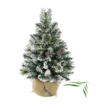 Künstlicher Christbaum RIGA, Jutesack, mit Zapfen, weiß, 60cm, Ø40cm