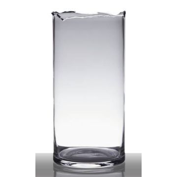 Zylinder Glasvase BROOKE, Bruchkante, klar, 37cm, Ø18cm