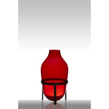 Blumenvase Glas CAMILO auf Standfuß, rot, 39cm, Ø19cm