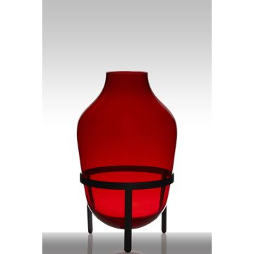 Bodenvase Glas CAMILO auf Standfuß, rot, 50cm, Ø29cm