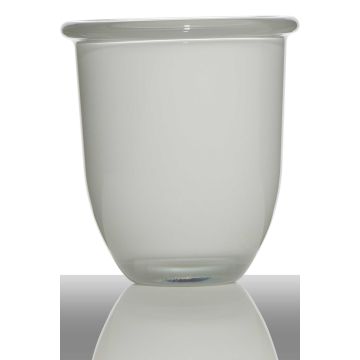 Orchideentopf Glas FYNN, weiß, 17cm, Ø15,5cm