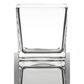Teelichthalter KIM EARTH aus Glas, klar, 10x10x10cm