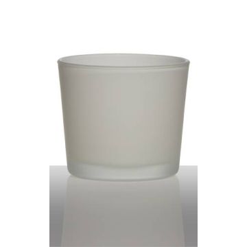 Maxi Teelichtglas ALENA FROST, weiß matt, 9cm, Ø10cm