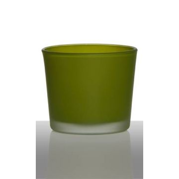 Maxi Teelichtglas ALENA FROST, apfelgrün matt, 9cm, Ø10cm