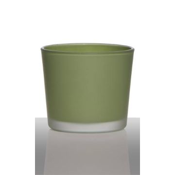 Maxi Teelichtglas ALENA FROST, grasgrün matt, 9cm, Ø10cm
