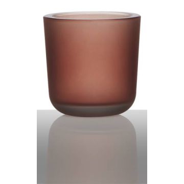 Teelichthalter NICK aus Glas, burgunderrot-matt, 7,5cm, Ø7,5cm