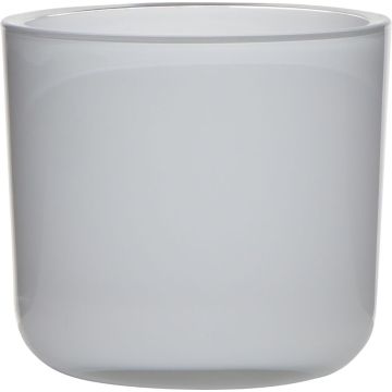 Kerzenhalter NICK aus Glas, weiß, 13cm, Ø14cm