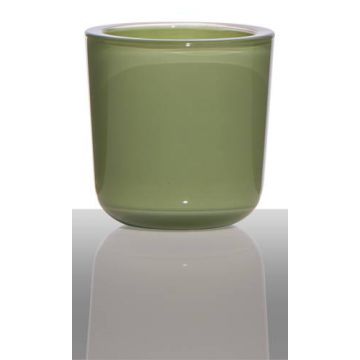 Teelichthalter NICK aus Glas, grasgrün, 7,5cm, Ø7,5cm