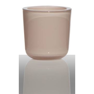 Teelichthalter NICK aus Glas, hellrosa, 7,5cm, Ø7,5cm