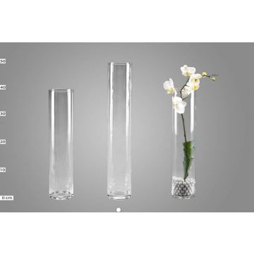 Glas Boden Vase Zylinder SANYA EARTH, klar, 50cm, Ø9cm